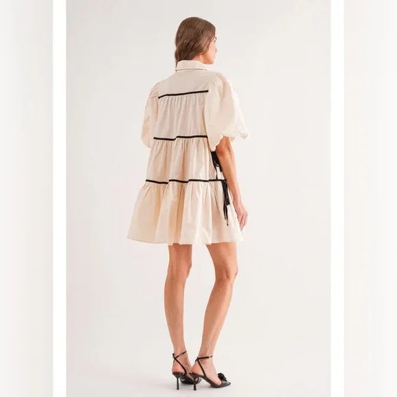 SOFIE THE LABEL lena shirt dress in natural L side ties no flaws, smoke or pets - Picture 5 of 5